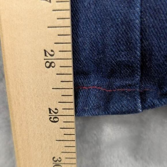 Vtg castle sq Jeans Womens 15/16 Blue Denim Red Contrast Stitching Retro 1970s - Picture 5 of 11